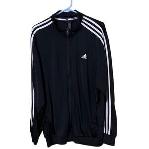 Adidas Black Full-Zip Track Jacket 2XL With White Stripes Mens